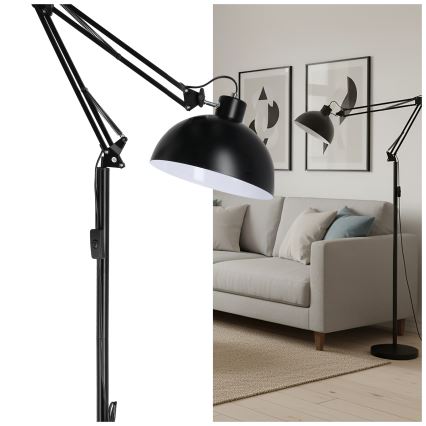 Brilagi - Lámpara de pie flexible TASKER, 1 x E27 (60 W), 230 V, 157 cm, negra