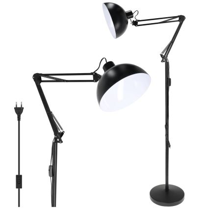 Brilagi - Lámpara de pie flexible TASKER, 1 x E27 (60 W), 230 V, 157 cm, negra