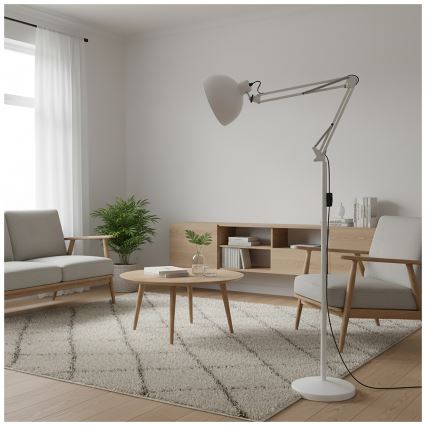 Brilagi - Lámpara de pie flexible TASKER 1xE27/60W/230V 157 cm blanca