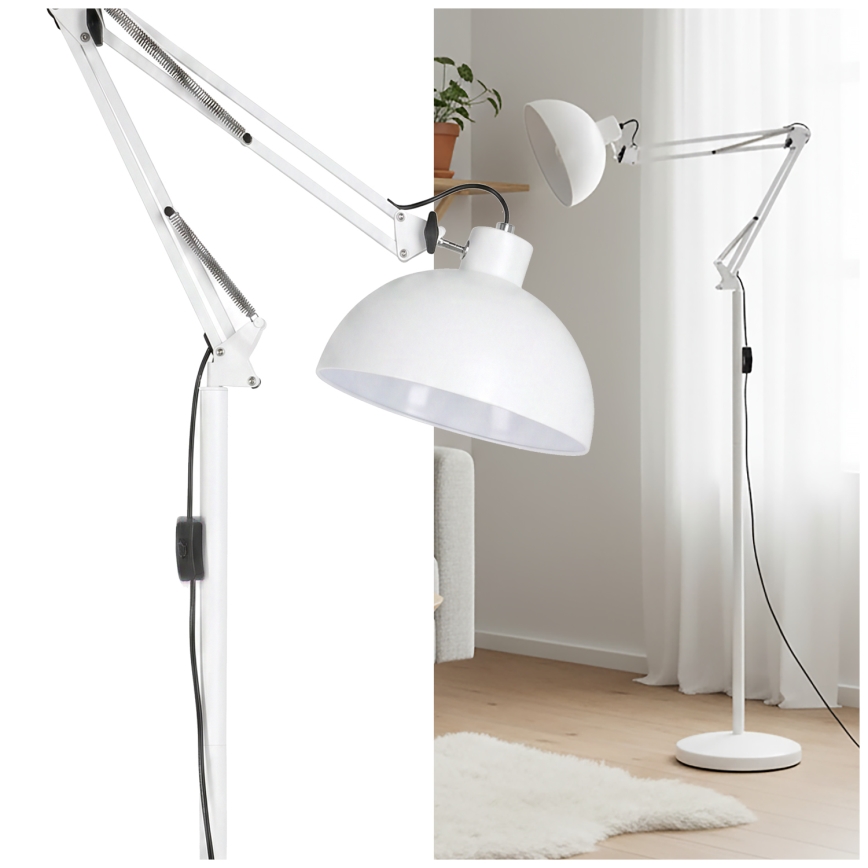 Brilagi - Lámpara de pie flexible TASKER 1xE27/60W/230V 157 cm blanca