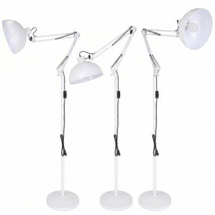 Brilagi - Lámpara de pie flexible TASKER 1xE27/60W/230V 157 cm blanca