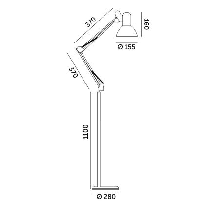 Brilagi - Lámpara de pie flexible TASKER 1xE27/60W/230V 184 cm negra