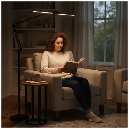 Brilagi - Lámpara de pie LED regulable y flexible VARIO LED/14W/230V 3000-6000K 157 cm negra