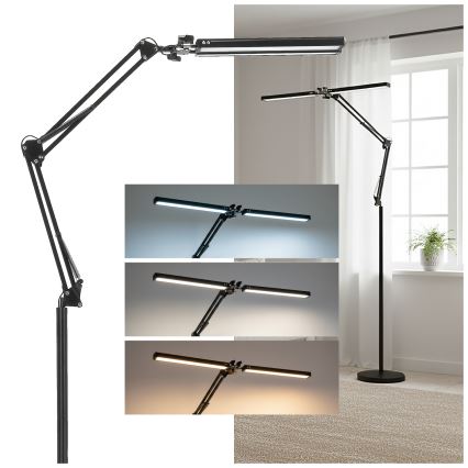 Brilagi - Lámpara de pie LED regulable y flexible VARIO LED/14W/230V 3000-6000K 157 cm negra