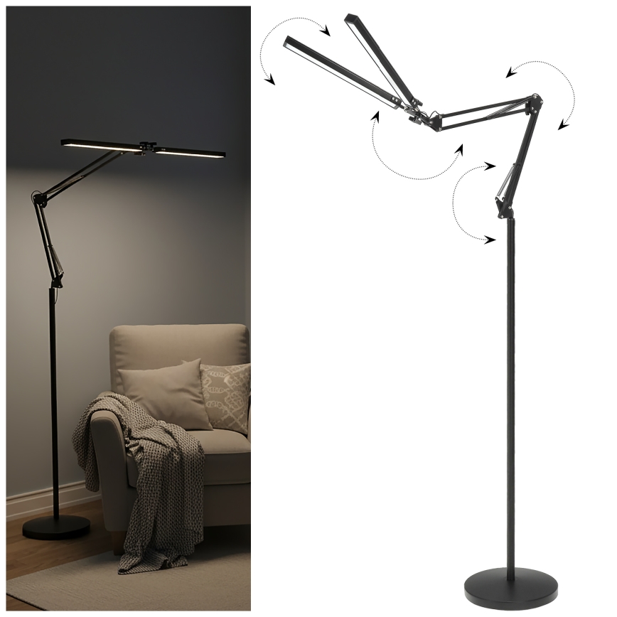 Brilagi - Lámpara de pie LED regulable y flexible VARIO LED/14W/230V 3000-6000K 157 cm negra