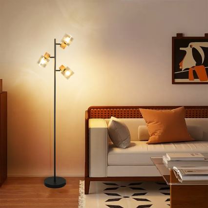 BRILAGI - Lámpara de pie HYGGE 3xE14/15W/230V madera/ahumado