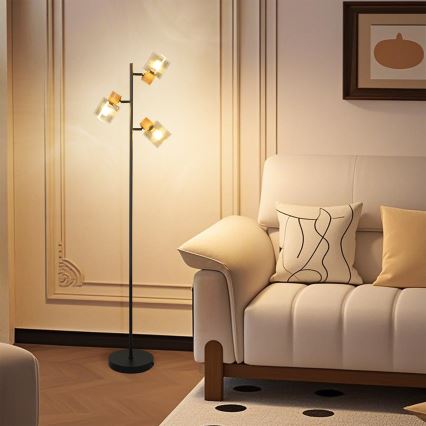 BRILAGI - Lámpara de pie HYGGE 3xE14/15W/230V madera/ahumado