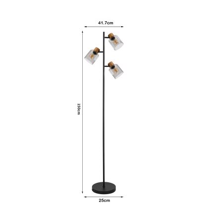 BRILAGI - Lámpara de pie HYGGE 3xE14/15W/230V madera/ahumado