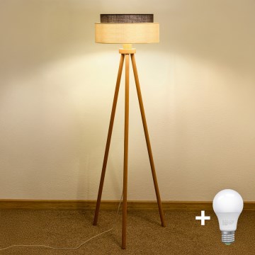 Brilagi - Lámpara de pie LED BOHO STYLE 1xE27/15W/230V crema/marrón