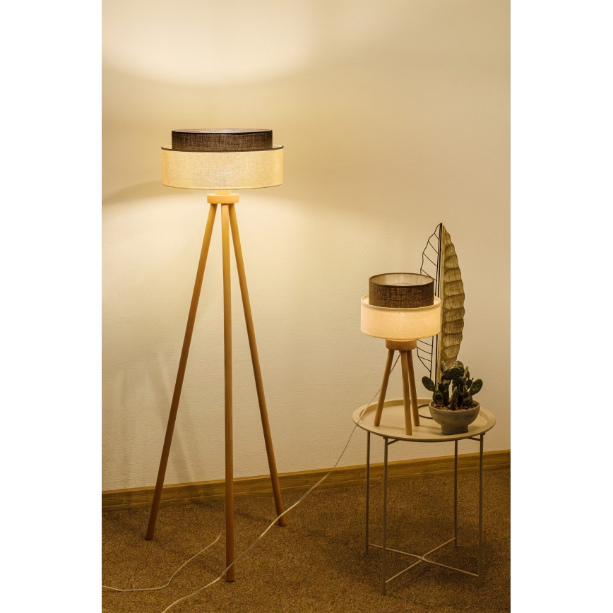 Brilagi - Lámpara de pie LED BOHO STYLE 1xE27/15W/230V crema/marrón