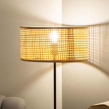 Brilagi - Lámpara de pie LED CERIA 1x E27/40W/230V Ø 25 cm bambú/negro