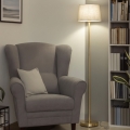 Brilagi - Lámpara de pie LED CERIA 1xE27/20W/230V Ø 30 cm gris/dorado