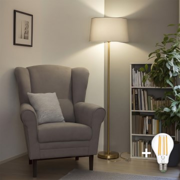 BRILAGI - Lámpara de pie LED CERIA 1xE27/20W/230V, Ø 45 cm, gris/dorado