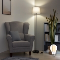 Brilagi - Lámpara de pie LED CERIA 1xE27/40W/230V diámetro 30 cm gris/negro