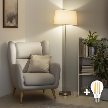 Brilagi - Lámpara de pie LED CERIA 1xE27/40W/230V, diámetro 45 cm, beige/cromo mate
