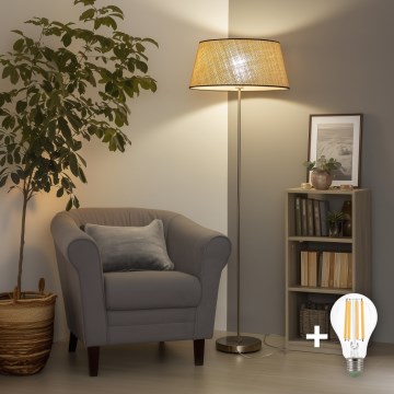 Brilagi - Lámpara de pie LED CERIA 1xE27/40W/230V diámetro 50 cm beige/cromo mate
