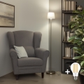 Brilagi - Lámpara de pie LED CERIA 1xE27/40W/230V Ø 20,5 cm gris/cromo mate