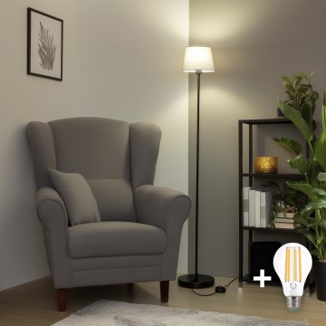 Brilagi - Lámpara de pie LED CERIA 1xE27/40W/230V Ø 20,5 cm gris/negro