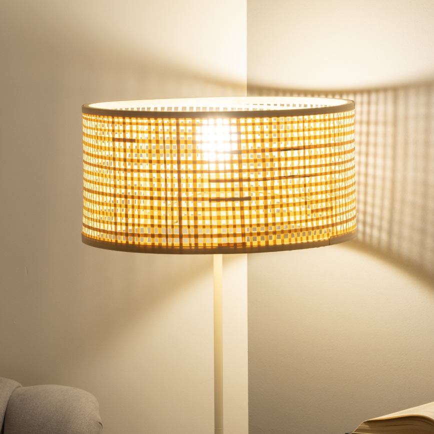 Brilagi - Lámpara de pie LED CERIA 1xE27/40W/230V Ø 25 cm bambú/blanco