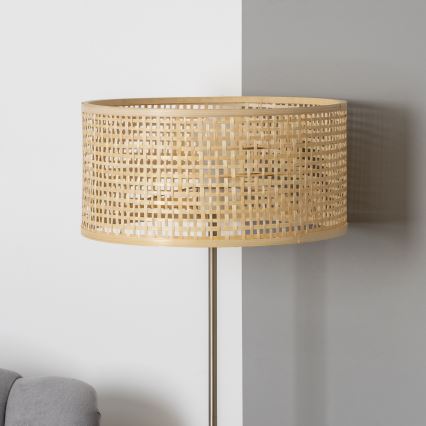 Brilagi - Lámpara de pie LED CERIA 1xE27/40W/230V Ø 25 cm bambú/cromo mate