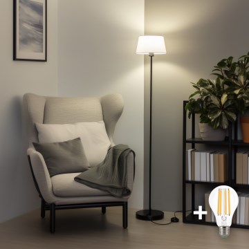 Brilagi - Lámpara de pie LED CERIA 1xE27/40W/230V Ø 25 cm blanca/negra
