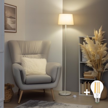 Brilagi - Lámpara de pie LED CERIA 1xE27/40W/230V Ø 30 cm beige/blanco