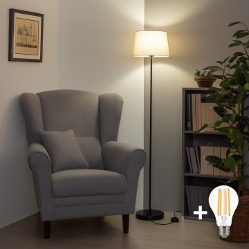 Brilagi - Lámpara de pie LED CERIA 1xE27/40W/230V Ø 30 cm beige/negro
