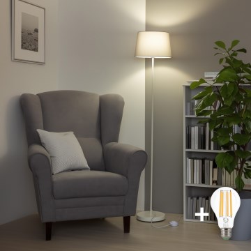Brilagi - Lámpara de pie LED CERIA 1xE27/40W/230V Ø 30 cm gris/blanco