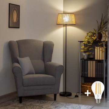Brilagi - Lámpara de pie LED CERIA 1xE27/40W/230V Ø 35 cm beige/negro
