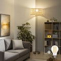 Brilagi - Lámpara de pie LED CERIA 1xE27/40W/230V Ø 40 cm bambú/cromo mate