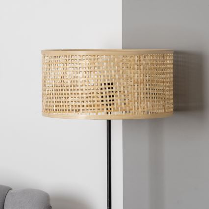 Brilagi - Lámpara de pie LED CERIA 1xE27/40W/230V Ø 40 cm bambú/negro