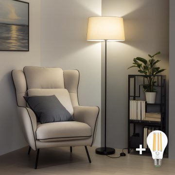 Brilagi - Lámpara de pie LED CERIA 1xE27/40W/230V Ø 45 cm beige/negro
