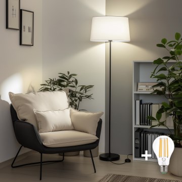 Brilagi - Lámpara de pie LED CERIA 1xE27/40W/230V Ø 45 cm blanco/negro