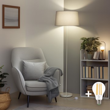 Brilagi - Lámpara de pie LED CERIA 1xE27/40W/230V Ø 45 cm gris/blanco