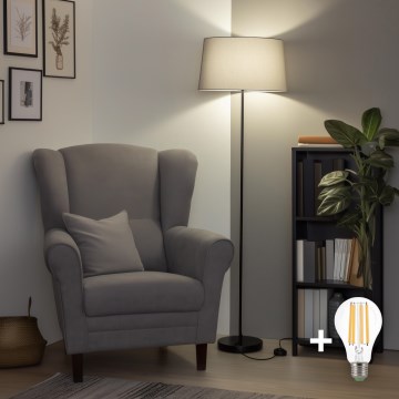 Brilagi - Lámpara de pie LED CERIA 1xE27/40W/230V Ø 45 cm gris/negro