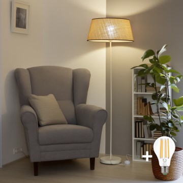 Brilagi - Lámpara de pie LED CERIA 1xE27/40W/230V Ø 50 cm beige/blanco