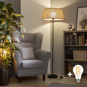 Brilagi - Lámpara de pie LED CERIA 1xE27/40W/230V Ø 50 cm beige/negro