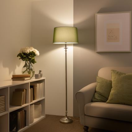 Brilagi - Lámpara de pie LED CERIA 1xE27/60W/230V diámetro 45 cm cromado brillante/verde