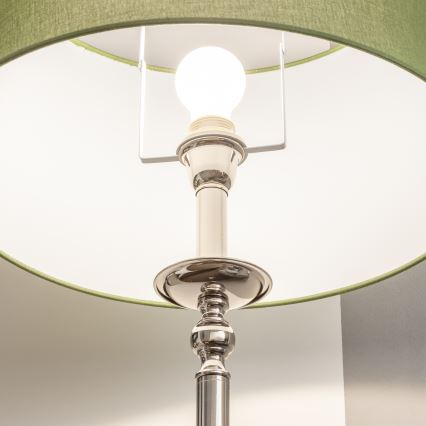 Brilagi - Lámpara de pie LED CERIA 1xE27/60W/230V diámetro 45 cm cromado brillante/verde