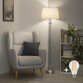 Brilagi - Lámpara de pie LED CERIA 1xE27/60W/230V Ø 45 cm cromo brillante/beige