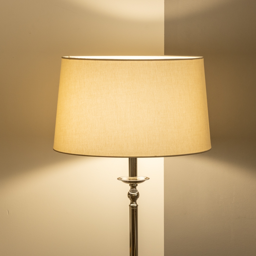 Brilagi - Lámpara de pie LED CERIA 1xE27/60W/230V Ø 45 cm cromo brillante/beige