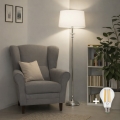 Brilagi - Lámpara de pie LED CERIA 1xE27/60W/230V Ø 45 cm cromo brillante/blanco