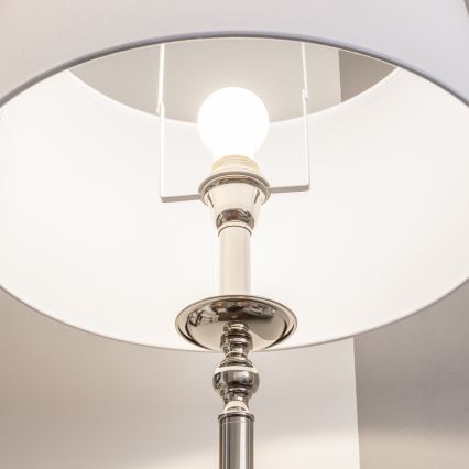 Brilagi - Lámpara de pie LED CERIA 1xE27/60W/230V Ø 45 cm cromo brillante/blanco