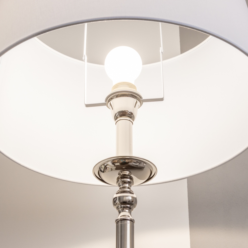 Brilagi - Lámpara de pie LED CERIA 1xE27/60W/230V Ø 45 cm cromo brillante/blanco