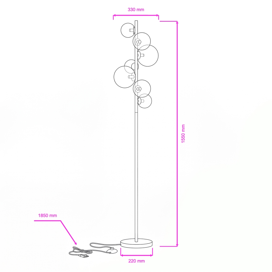 BRILAGI - Lámpara de pie LED MILLA 7xG9/3W/230V cromo negro/dorado