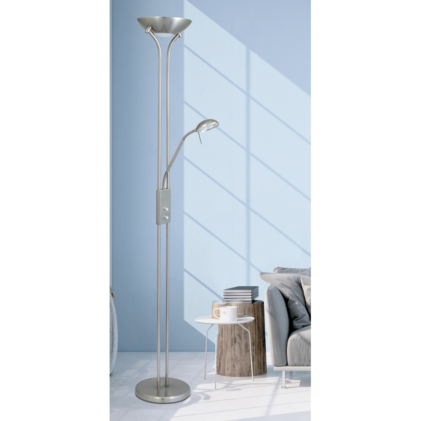 Brilagi - Lámpara de pie regulable SCARLETT 1xR7s/230W/230V + 1xG9/40W cromado mate