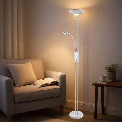 Brilagi - Lámpara de pie regulable SCARLETT 1xR7s/230W/230V + 1xG9/40W blanca
