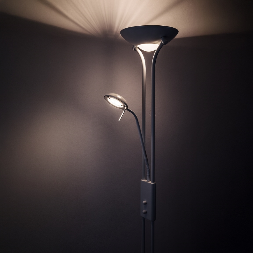 Brilagi - Lámpara de pie regulable SCARLETT 1xR7s/230W/230V + 1xG9/40W blanca