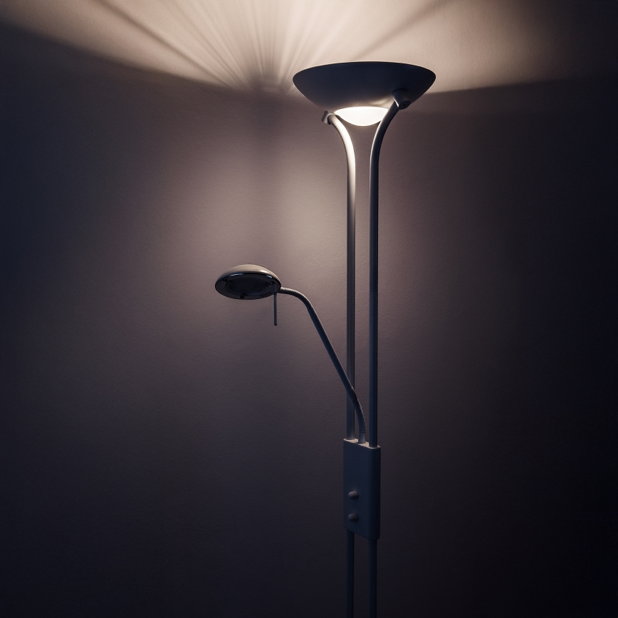 Brilagi - Lámpara de pie regulable SCARLETT 1xR7s/230W/230V + 1xG9/40W blanca
