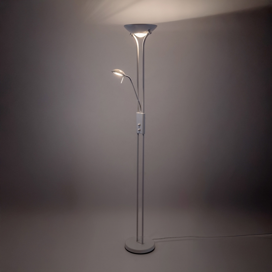 Brilagi - Lámpara de pie regulable SCARLETT 1xR7s/230W/230V + 1xG9/40W blanca